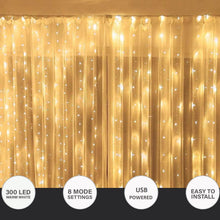 Load image into Gallery viewer, Warm White 300 LED String Curtain Light
